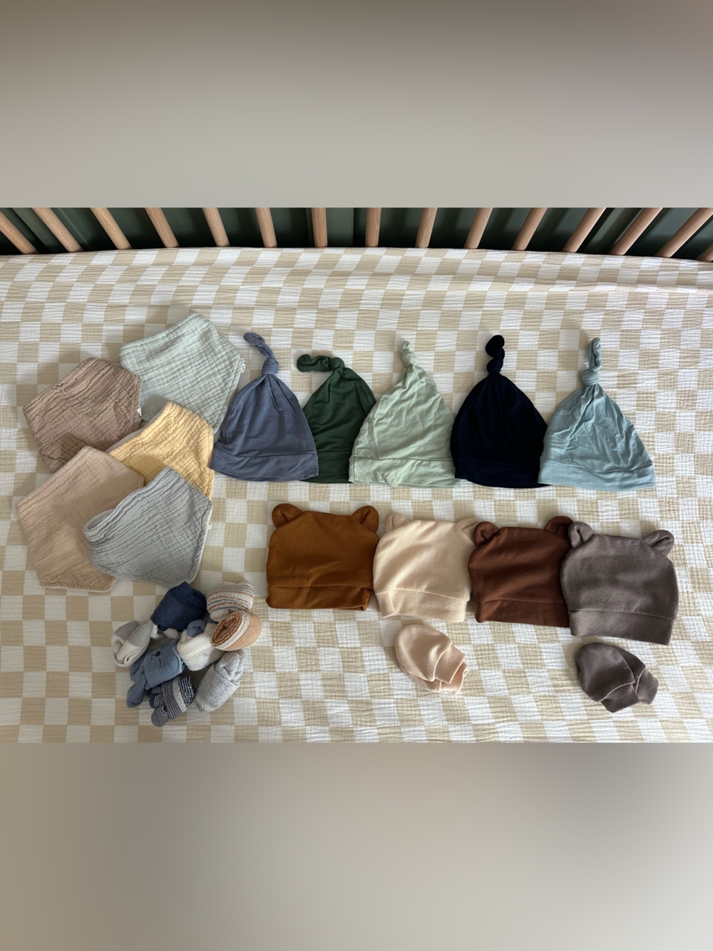 Baby Basics - Bandana Bibs, Knot Hats, Beanies, Mitts and 0-3 months Socks